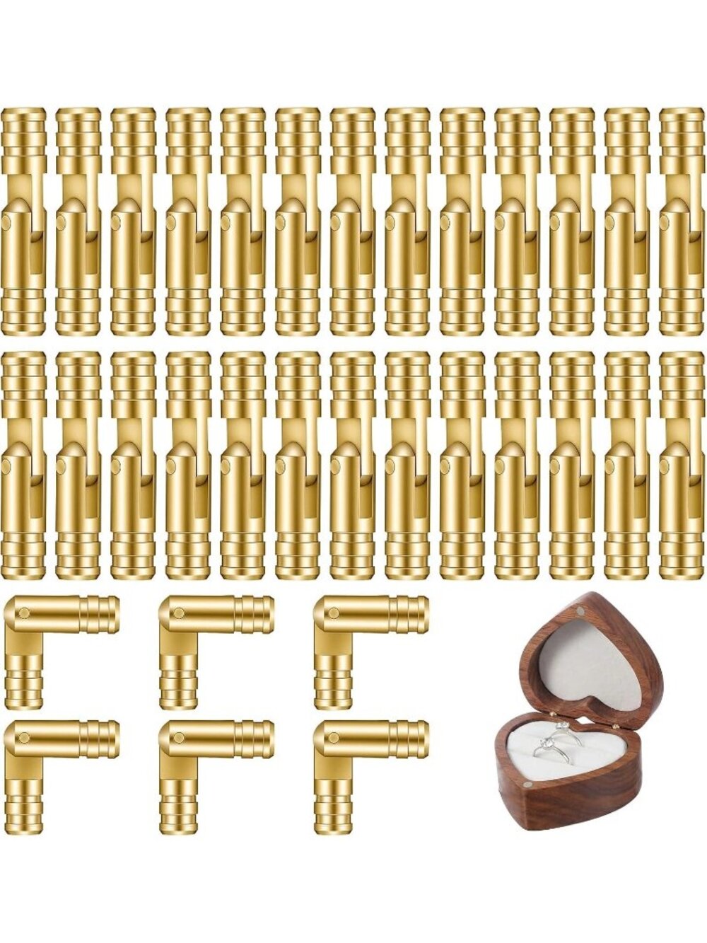 30pc Small Brass Barrel Hinges 4mm Hidden Cylinder Hinge for Jewelry Box DIY NEW